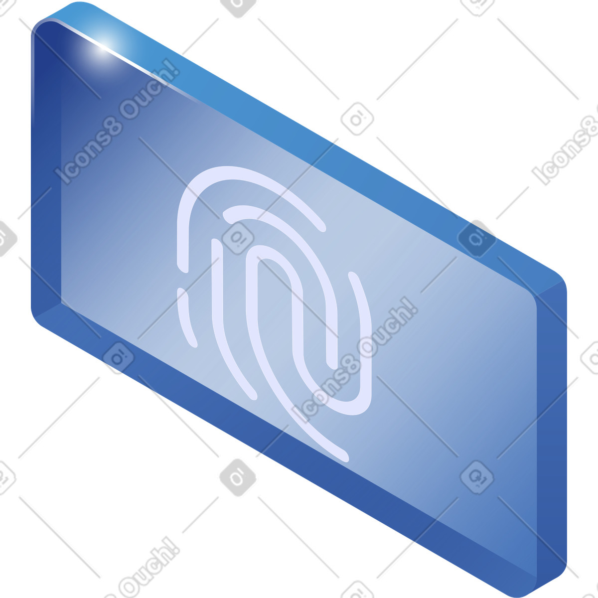 Ilustración Authentication fingerprint icon centered on rectangular security button en estilo Quantum a descargar en PNG y SVG