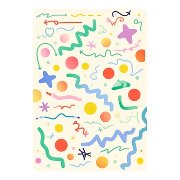 A page is filled with colorful marker doodles showcasing a variety of shapes and patterns. There are bright circles in red, blue, and yellow, interspersed with green triangles and purple stars. Wavy lines in different colors create a sense of movement across the page. Additionally, there are squiggly patterns and spirals that enhance the playful nature of the artwork. Small hearts and flowers in pink and orange add a whimsical touch throughout the doodles. The background is a subtle off-white, allowing the vibrant colors of the markers to stand out prominently.