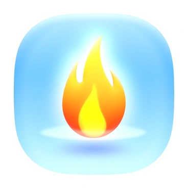 A single "golden flame" hovering in the sky. The flame has a flickering appearance, with bright yellow and orange hues. The flame casts a soft glow around it, illuminating the surrounding air. It appears isolated against a clear blue sky, symbolizing the "gift of fire." The flame has a slightly elongated shape, tapering to a point at the top. A gentle shimmer surrounds the base of the flame, enhancing its ethereal quality.