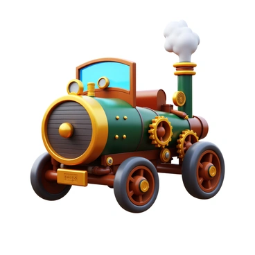 A modern car photo reimagined as a steampunk-inspired vehicle illustration