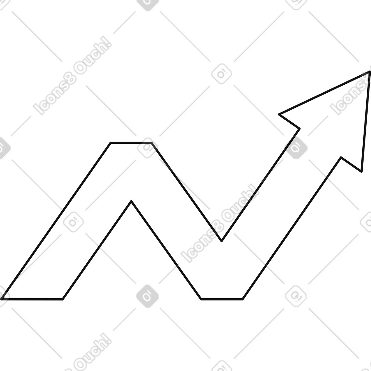 Arrow zigzag line showing business growth trend moving upward direction-Illustration im Main-Stil als Download in PNG, SVG