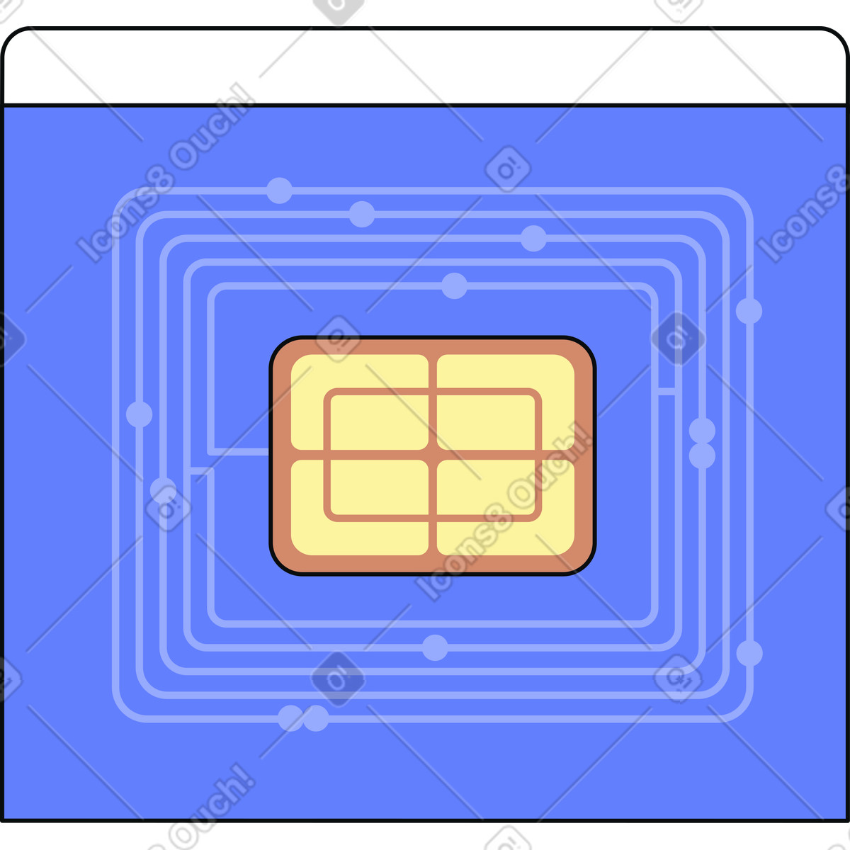 Microchip interface in digital frame illustration Teko style download PNG, SVG