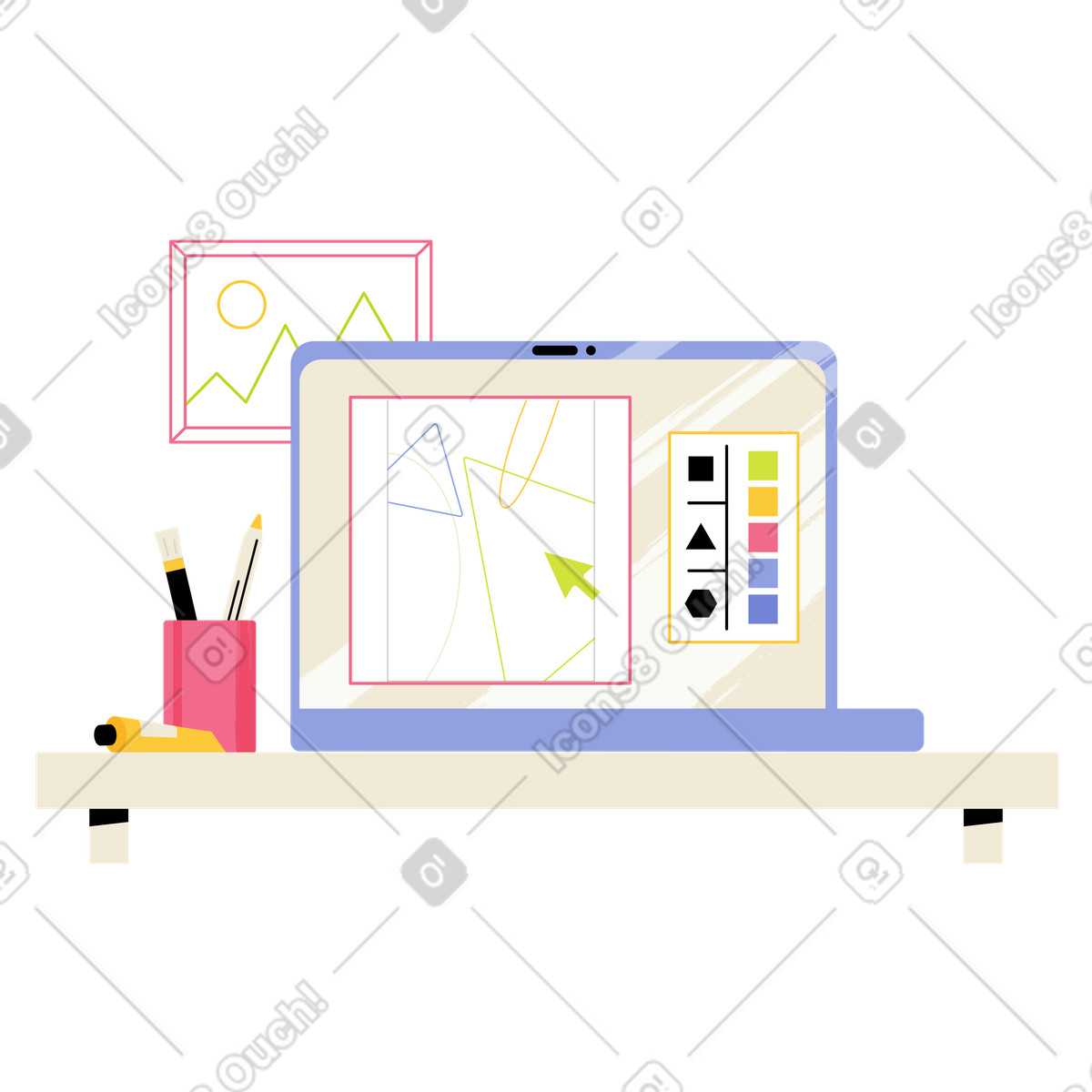 Artist workspace  illustration in PNG, SVG