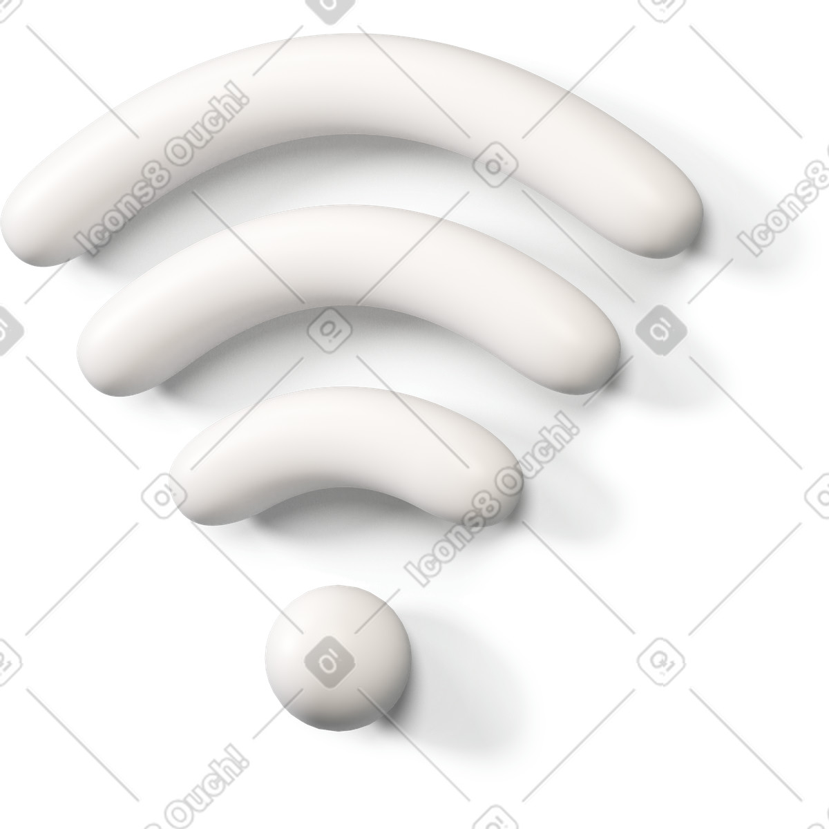 Иллюстрация Белый значок wi-fi повернут влево в стиле 3D Buddy — скачать в форматах PNG, SVG