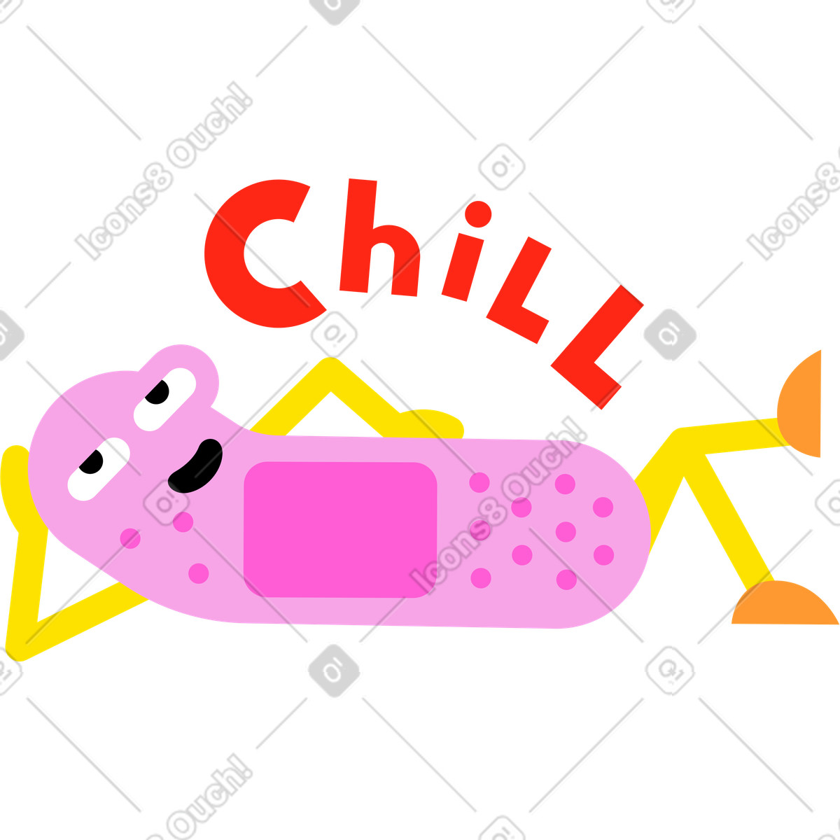 Lettering plaster text illustration featuring chill theme clipart in PNG