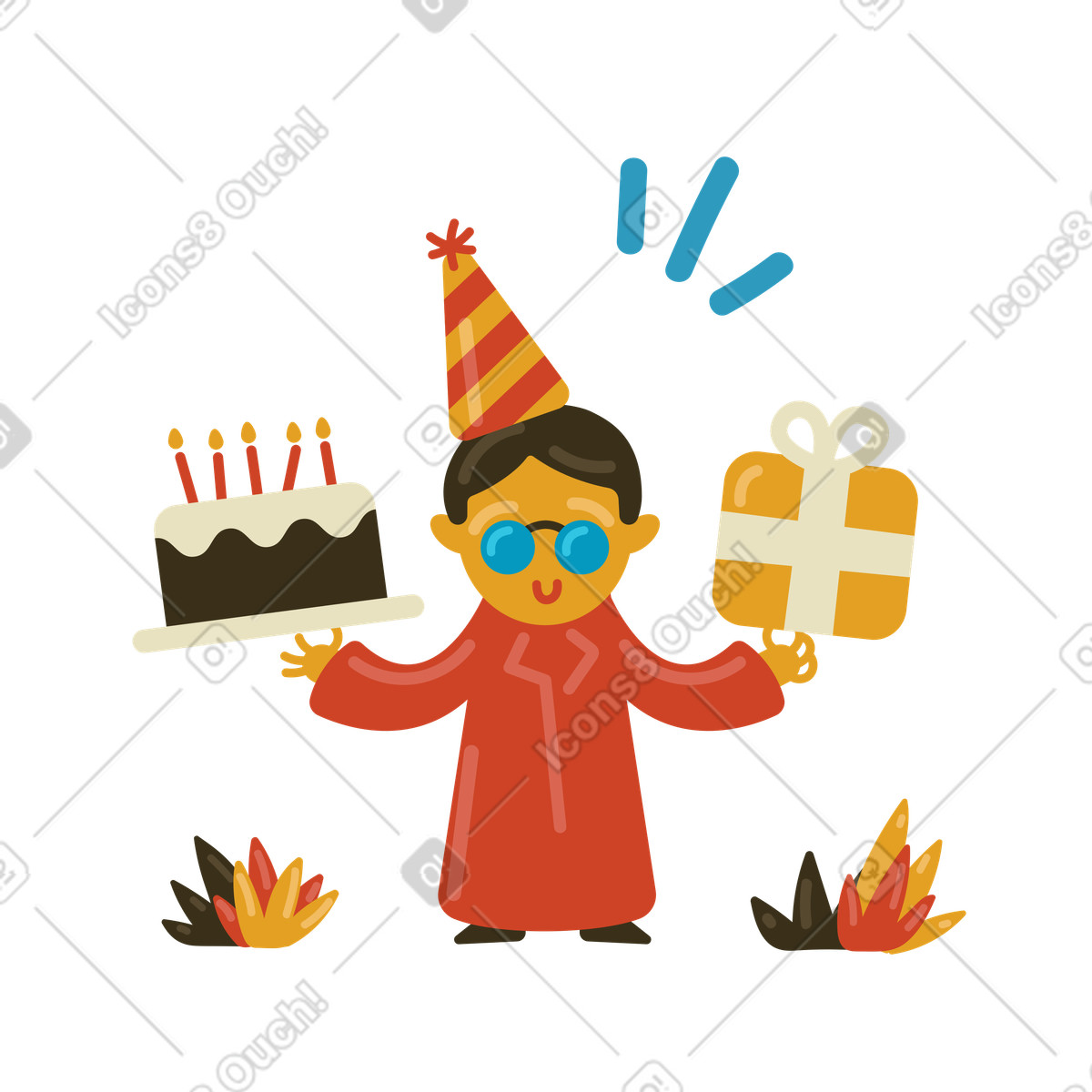 Ilustración Fiesta de cumpleaños en estilo Arabica a descargar en PNG y SVG
