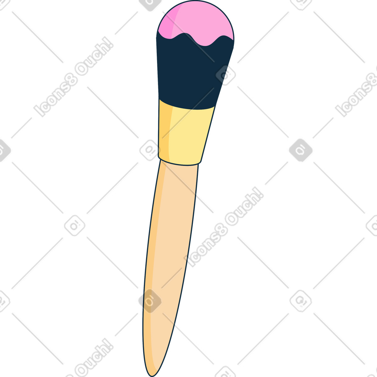 Big makeup brush illustration in Bubble gum style download in PNG, SVG