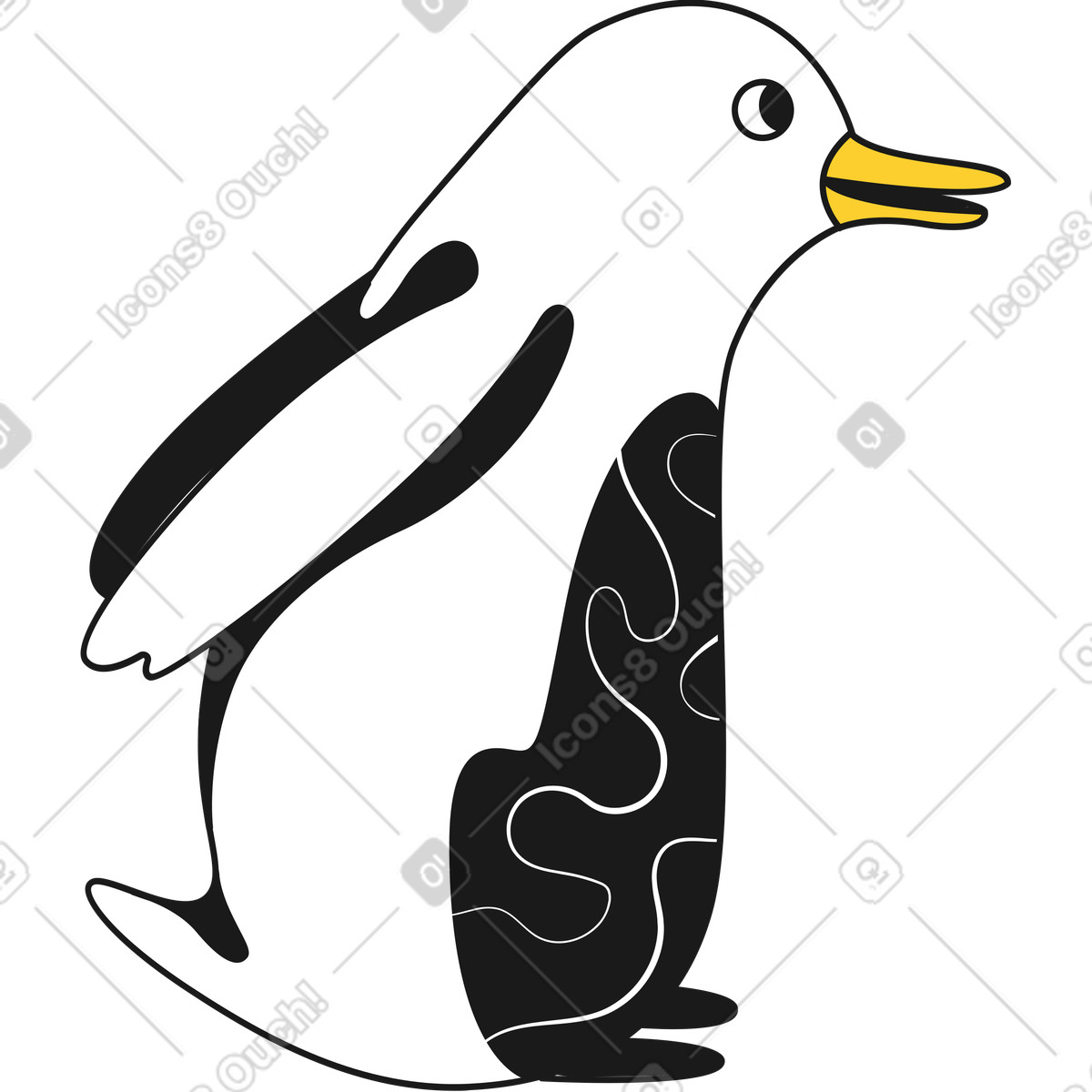 Penguin side view illustration in Taxi style download in PNG, SVG