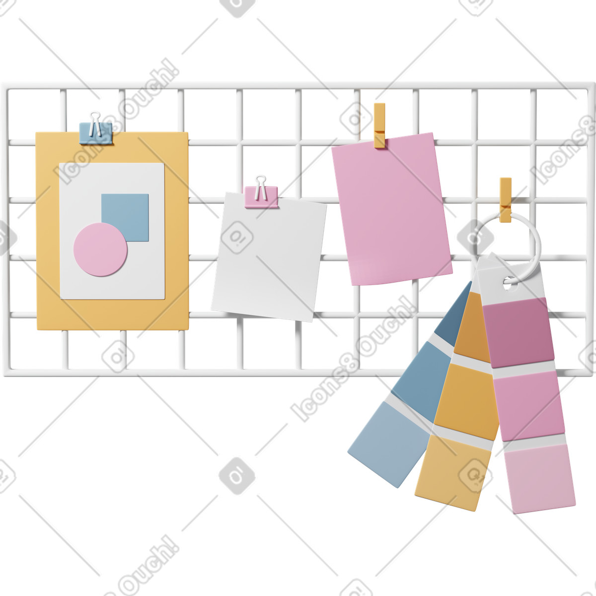 下载 3D Casual life 风格的 Board with notes 插画，支持 PNG、SVG 格式
