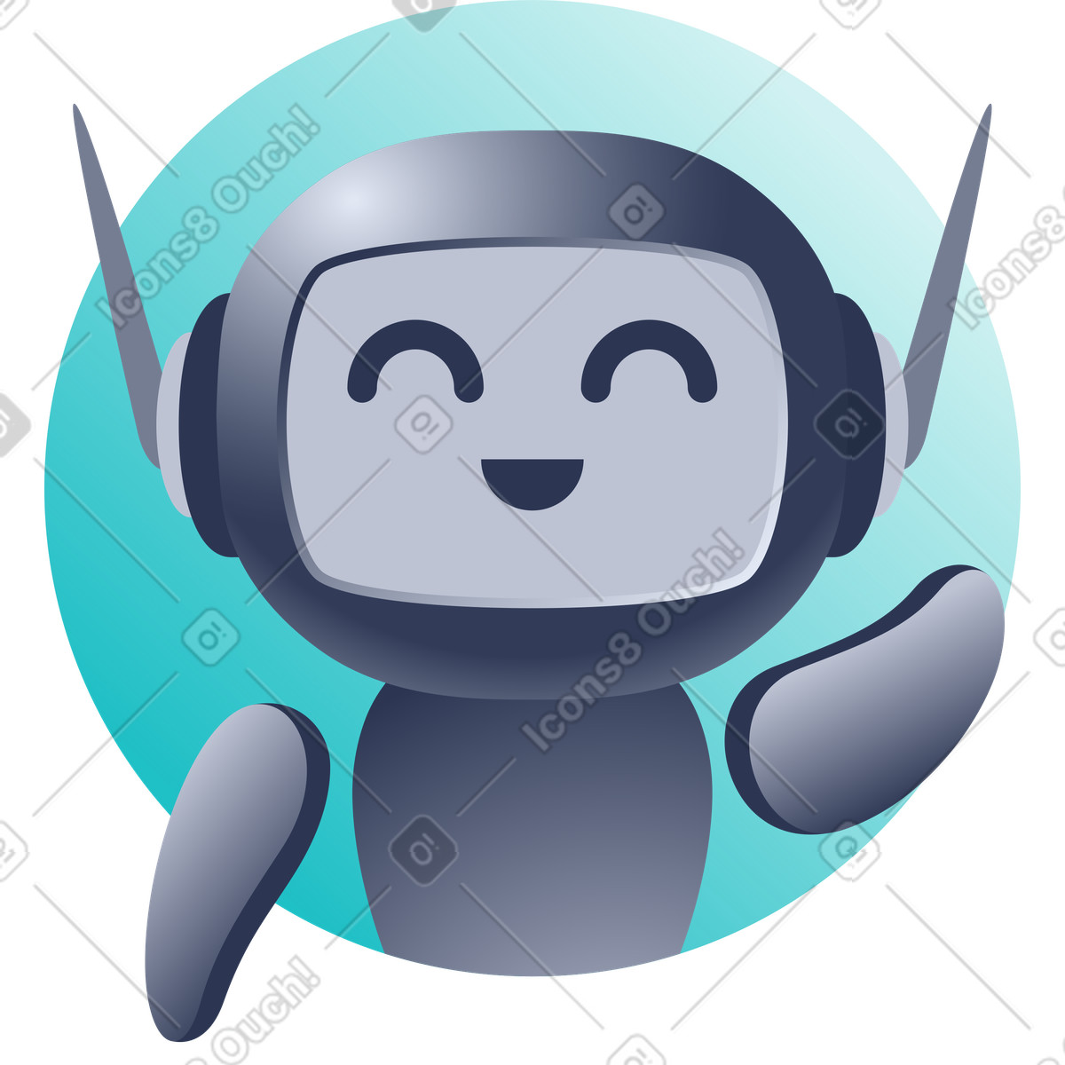 Virtual ai helper, ai chatbot assistant, customer support bot illustration in PNG, SVG