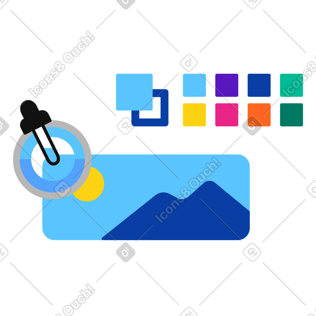 Pipetta, selettore colore, tavolozza illustrazione in stile Active scarica in PNG, SVG