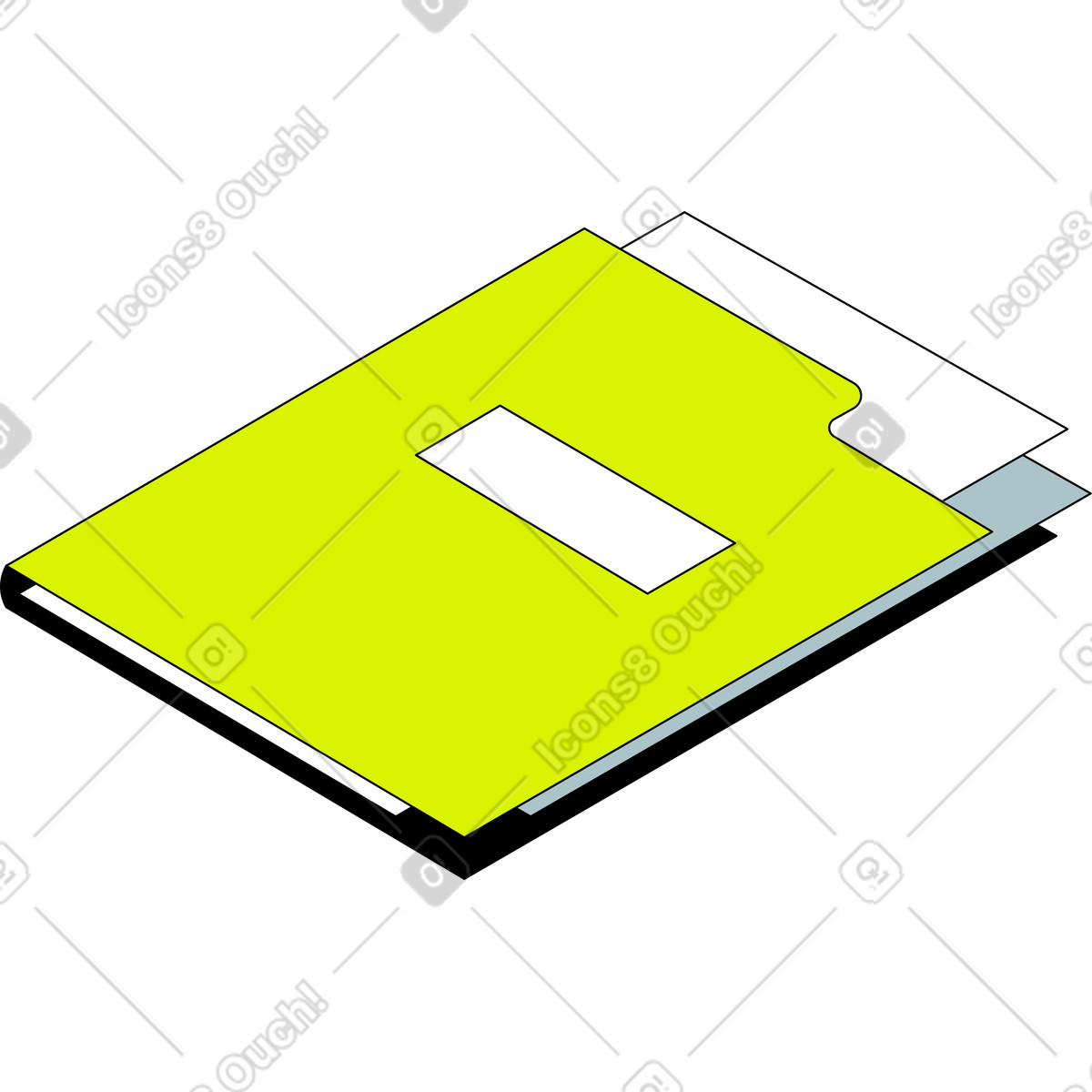 Ilustração de Pasta com documento em no estilo Isometric para baixar em PNG, SVG