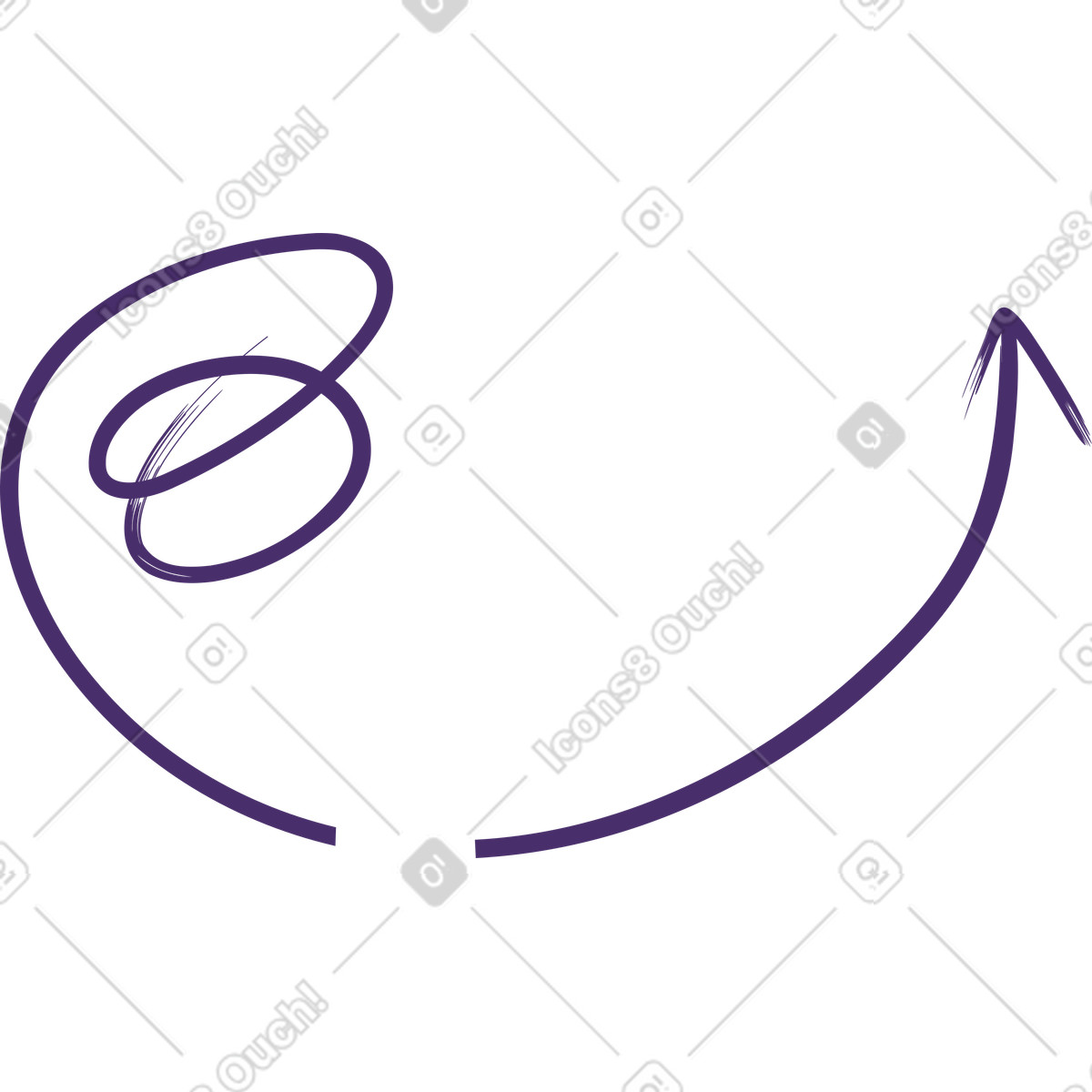 Illustration Arrow curved doodle highlighting important content space on black background dans le style Grain à télécharger aux formats PNG, SVG