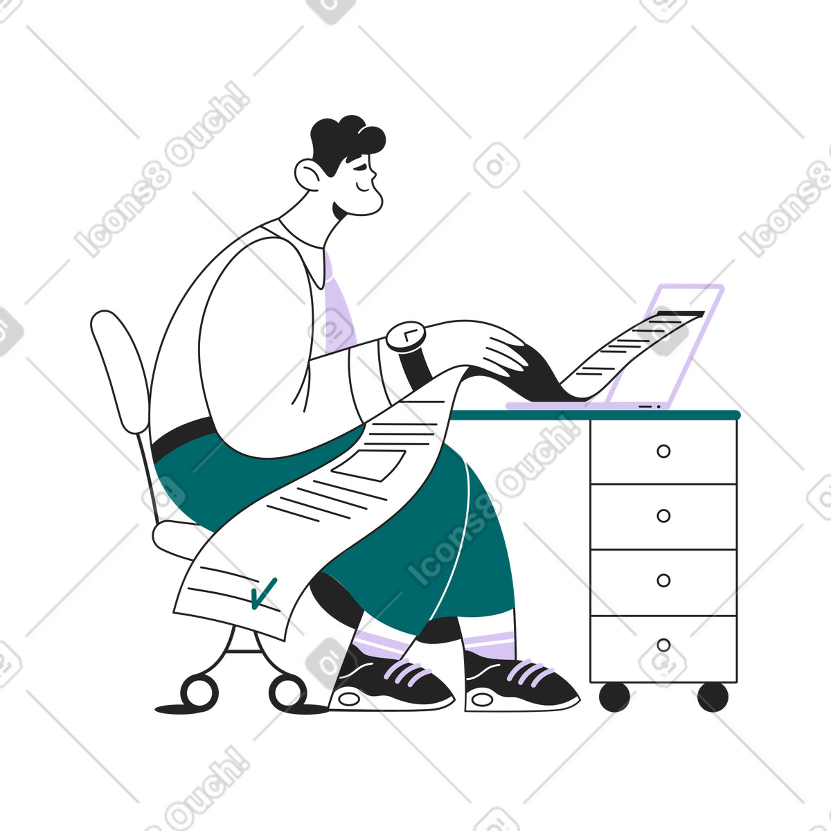 Man bekommt einen vertrag über das internet-Illustration im Sammy Line-Stil als Download in PNG, SVG