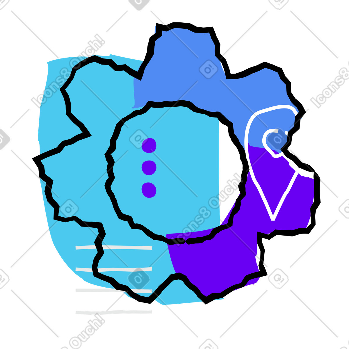 Illustration Abstract settings cog with map marker, System configuration and geolocation tools dans le style Puzzle à télécharger aux formats PNG, SVG