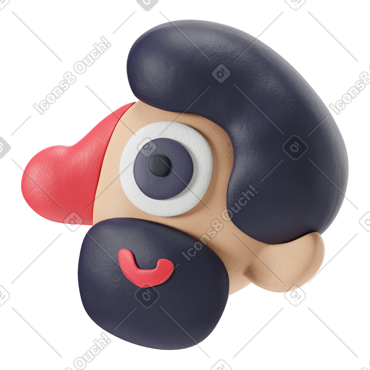 Ilustración Cabeza de hombre barbudo en estilo 3D Stripy a descargar en PNG y SVG
