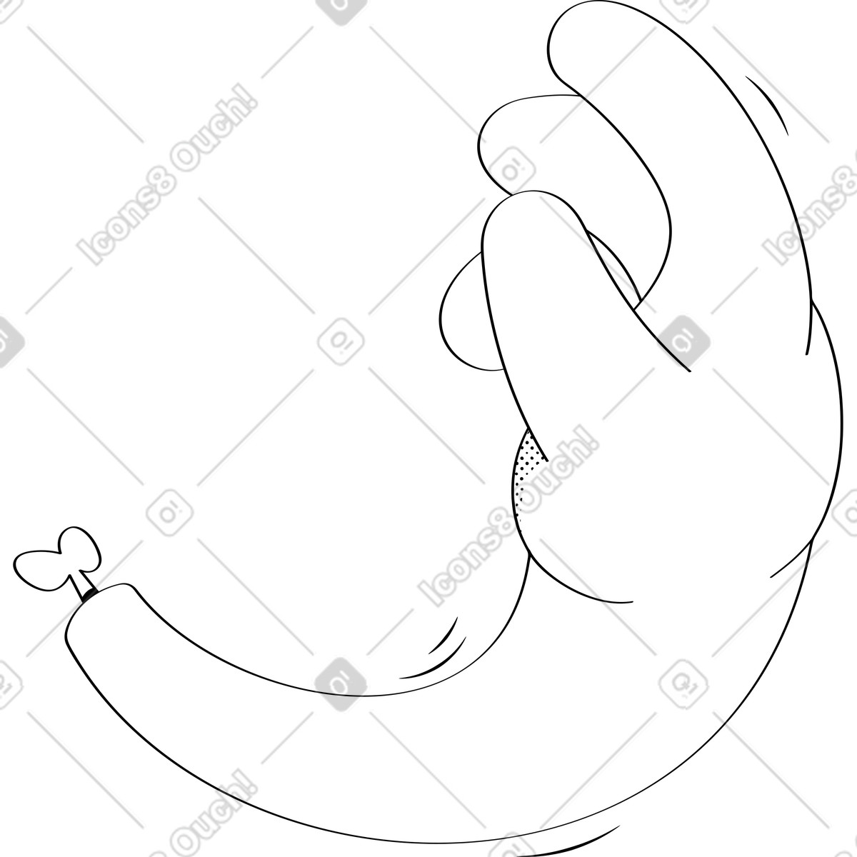 Illustration Main avec os dans le style Looney à télécharger aux formats PNG, SVG