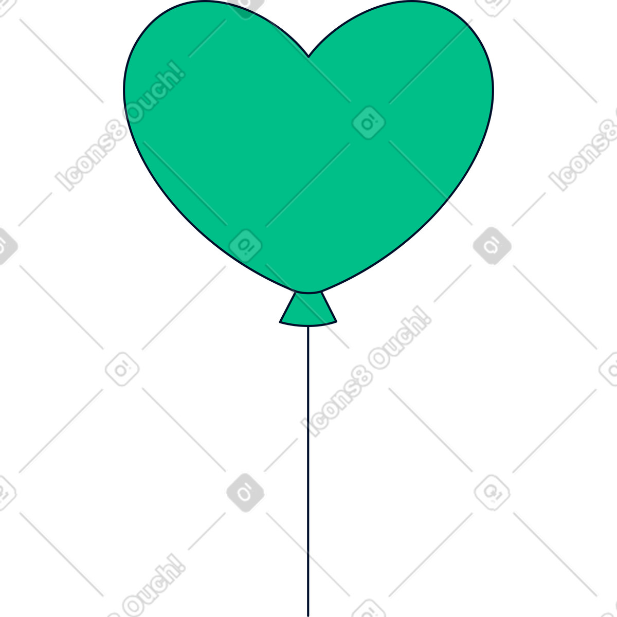 Heart shaped balloon illustration in Teal style download in PNG, SVG