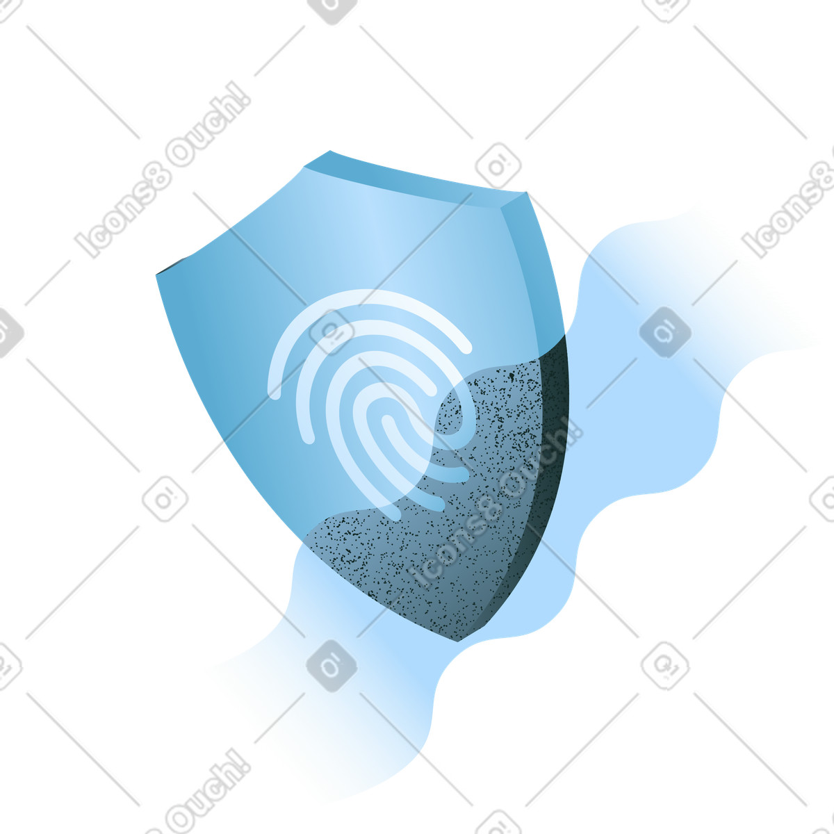 Data protection shield with fingerprint, biometric technology illustration in Concept style download in PNG, SVG